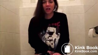 Pooping girl on toilet