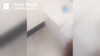 Girl makes mess in bath.