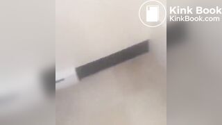 Girl makes mess in bath.