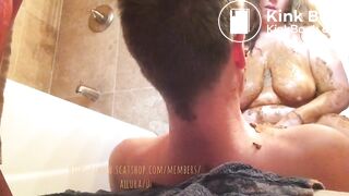 Fat saggy tits women shit on her man and ride