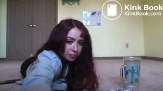 Girl pooping on the background