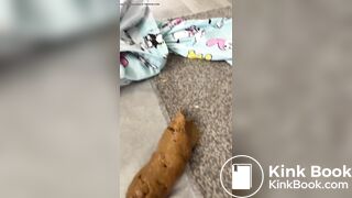 Young whore spreading ass and shitting