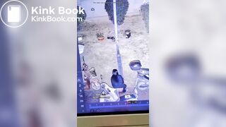 This girl couldn't hold on,in community square