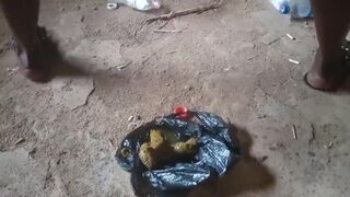AFRICAN LADY POOPING IN AN ABANDONED HOUSE