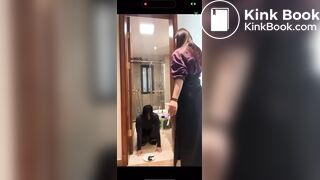 Amateur Femdom - Toilet Slave Finishing his meal