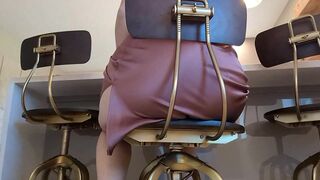 Big shit in silk skirt