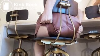 Big shit in silk skirt