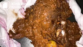 Big poop in white panties under black skirt