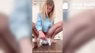 Blonde Hottie Pissing And Shitting In Open Diaper