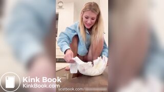 Blonde Hottie Pissing And Shitting In Open Diaper