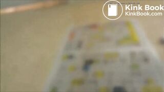 Ebony with amazing tits takes a softish dump