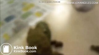 Ebony with amazing tits takes a softish dump