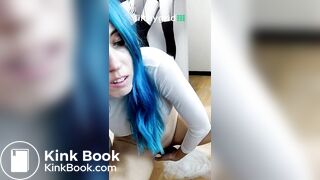 Hot bluehaired girl poop and dirty dildo