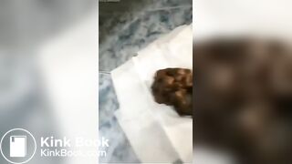 Cute teen girl shitting on floor