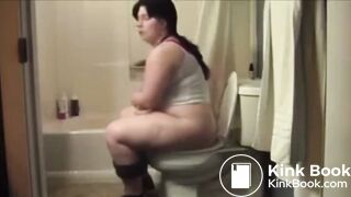 Girl pooping on toilet