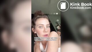 A beautiful girl's sexy tongue and saliva