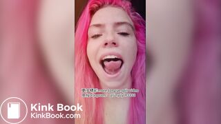 A beautiful girl's sexy tongue and saliva