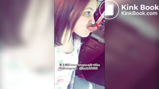 A beautiful girl's sexy tongue and saliva