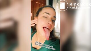 A beautiful girl's sexy tongue and saliva 2