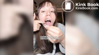 A beautiful girl's sexy tongue and saliva 3