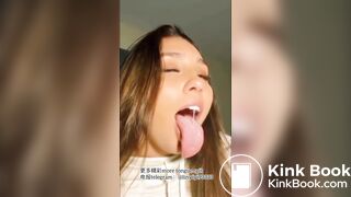 A beautiful girl's sexy tongue and saliva 5