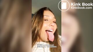 A beautiful girl's sexy tongue and saliva 5