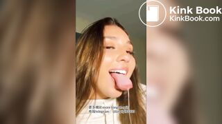 A beautiful girl's sexy tongue and saliva 5