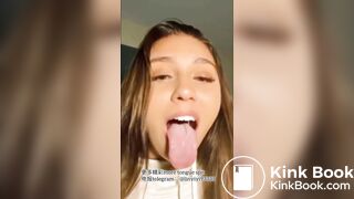 A beautiful girl's sexy tongue and saliva 5
