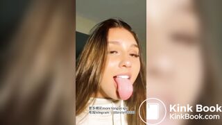 A beautiful girl's sexy tongue and saliva 5