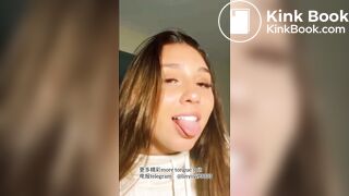 A beautiful girl's sexy tongue and saliva 5