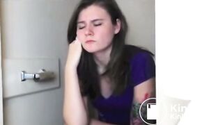 Compilation of girls pushing big hard turds on toilet