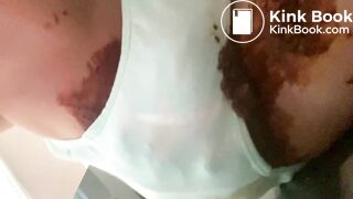 Big poop and masturbation in blue panty and nice dress