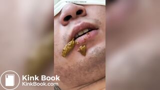 Toilet slave struggle to chew and swallow shit
