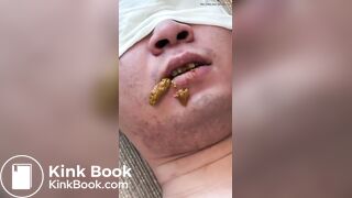 Toilet slave struggle to chew and swallow shit
