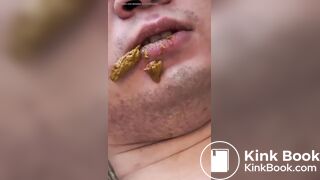 Toilet slave struggle to chew and swallow shit