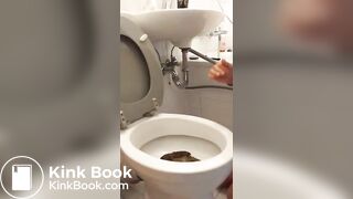 Head in toilet scat eating