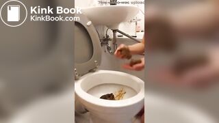 Head in toilet scat eating