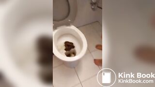 Head in toilet scat eating