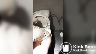 Beautyful girl pooping in the toilet