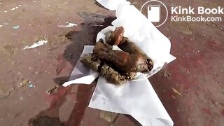 Girl shitting on a boat