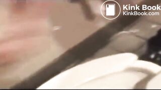 Blonde teen takes a huge poop and wipes
