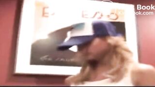 Blonde teen takes a huge poop and wipes