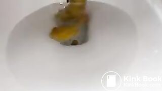 Girl takes a quick dump