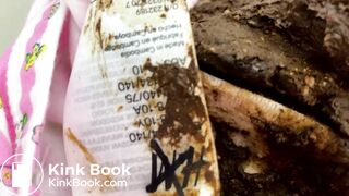 Poop and masturbation in pink striped panties