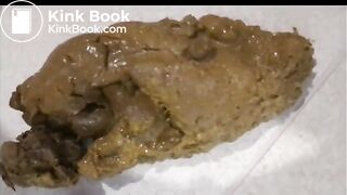 Blonde girl shits in her short