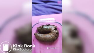 One of my favorite scat girl shitting in container - video 5