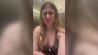 Sexy girl selfie pooping on public toilet