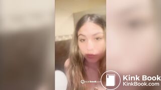 Sexy girl selfie pooping on public toilet