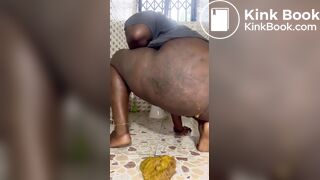 Thick Ebony takes a Fat Shit