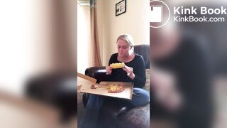 Hot girl shitting on pizza - video 3